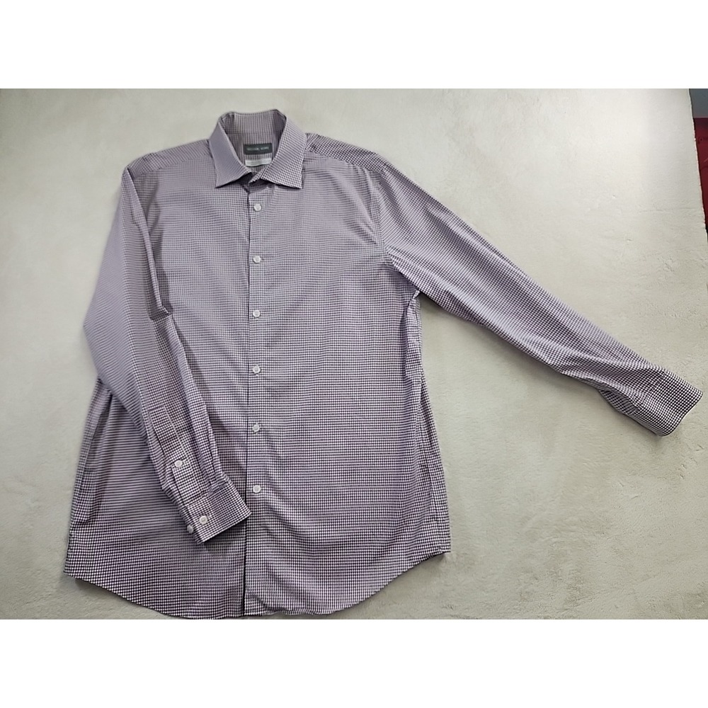 Michael Kors MK Men's Regular Fit Button Up Long Sleeve Purple Shirt 16 32/33